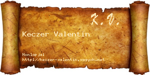 Keczer Valentin névjegykártya